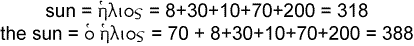 sun helios = 318, 388